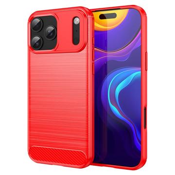 Carcasa de TPU Brushed para iPhone 17 Pro Max - Fibra de Carbono - Rojo