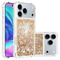 Funda de TPU iPhone 17 Pro Max Glitter Quicksand - Corazones Dorados