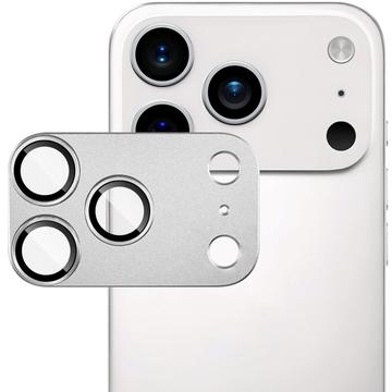 iPhone 17 Pro Max Imak Protector de lente de cámara de metal y vidrio templado de cobertura completa - Plata