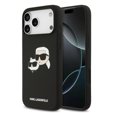 Funda MagSafe de silicona líquida Karl Lagerfeld Double Heads para iPhone 17 Pro Max - Negro