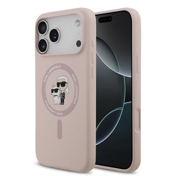 Funda MagSafe de silicona líquida Karl Lagerfeld Karl and Choupette para iPhone 17 Pro Max - Rosa