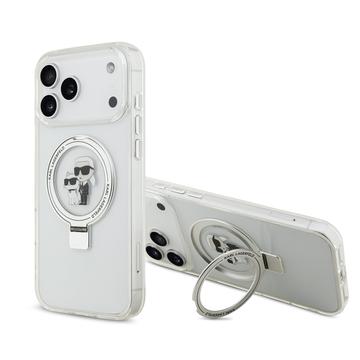 Funda iPhone 17 Pro Max Karl Lagerfeld Ringstand Karl & Choupette Mag - Blanco