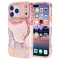 Funda híbrida de mármol de lujo para iPhone 17 Pro Max - Rosa / Oro