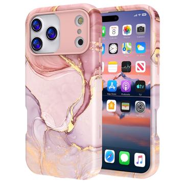 Funda híbrida de mármol de lujo para iPhone 17 Pro Max - Rosa / Oro