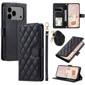 Funda acolchada de lujo para iPhone 17 Pro Max - Estilo Cartera - Negro