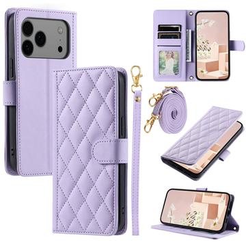 Funda acolchada de lujo para iPhone 17 Pro Max - Estilo Cartera - Morado