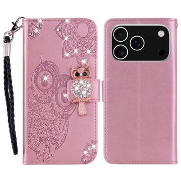 iPhone 17 Pro Max Búho Rhinestone Funda billetera
