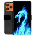 Funda Cartera Premium para iPhone 17 Pro Max - Dragón de Fuego Azul