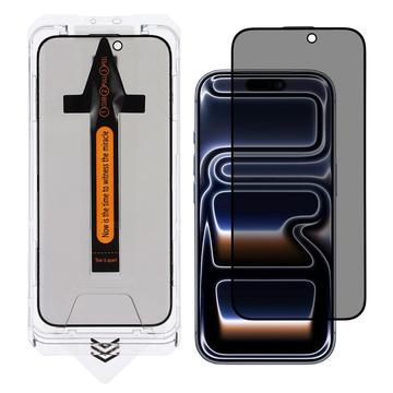 iPhone 17 Pro Max Privacy Protector de pantalla de vidrio templado con herramienta de instalación - 9H - Black Edge