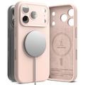 Funda MagSafe de silicona líquida Ringke para iPhone 17 Pro Max - Arena rosa
