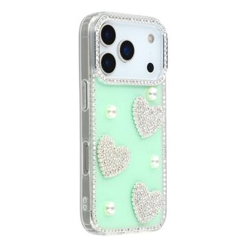 Funda híbrida Amor brillante y perla para iPhone 17 Pro Max - Verde