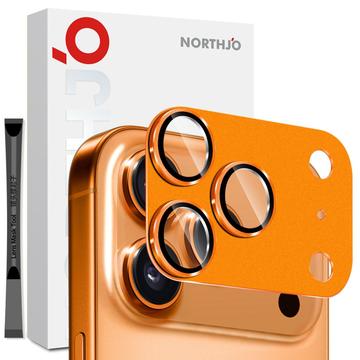 iPhone 17 Pro Northjo Protección Completa Metal Mate y Cristal Templado Protector de Lente de Cámara - Naranja