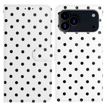 Funda de cartera iPhone 17 Pro con estampado de lunares - Blanca