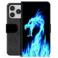 Funda Cartera Premium para iPhone 17 Pro - Dragón de Fuego Azul