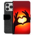 Funda Cartera Premium para iPhone 17 Pro - Silueta del Corazón
