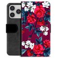 Funda Cartera Premium para iPhone 17 Pro - Flores Vintage