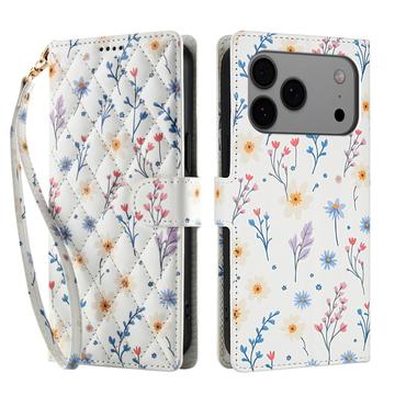 Funda Rómbica Floral de Cartera para iPhone 17 Pro