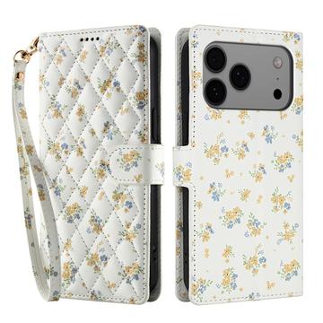 Funda Rómbica Floral de Cartera para iPhone 17 Pro - Flores Amarillas