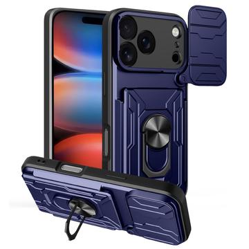 Funda híbrida con anillo giratorio y protector de cámara para iPhone 17 Pro - Azul