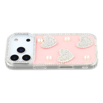Funda híbrida Amor brillante y perla para iPhone 17 Pro - Rosa