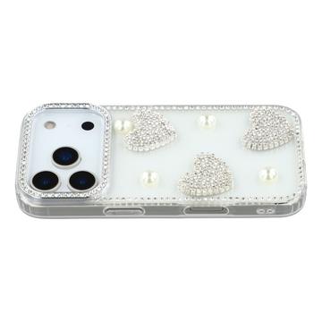 Funda híbrida Amor brillante y perla para iPhone 17 Pro - Transparente
