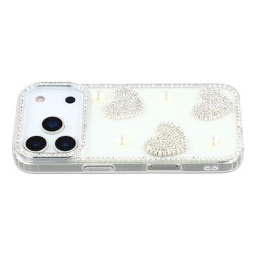Funda híbrida Amor brillante y perla para iPhone 17 Pro - Blanca