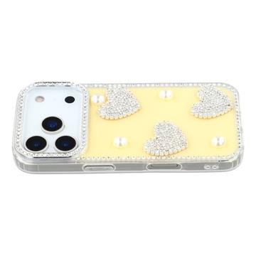 Funda híbrida Amor brillante y perla para iPhone 17 Pro - Amarillo