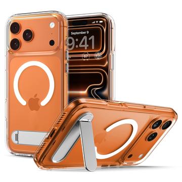 Funda MagSafe con soporte iPhone 17 Pro Spigen Ultra Hybrid S Mag - Blanco / Transparente