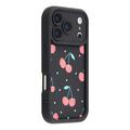 Elegante funda de TPU antichoque con bordes elevados para el iPhone 17 Pro - Negro / Cerezas