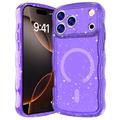 Funda MagSafe Wave-Edge Laser Glitter para iPhone 17 Pro - Morado translúcido
