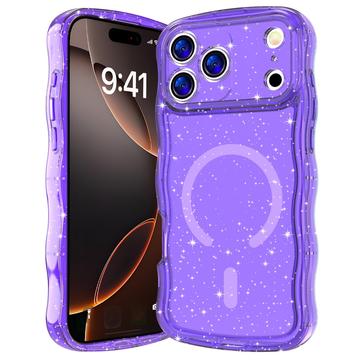 Funda MagSafe Wave-Edge Laser Glitter para iPhone 17 Pro - Morado translúcido