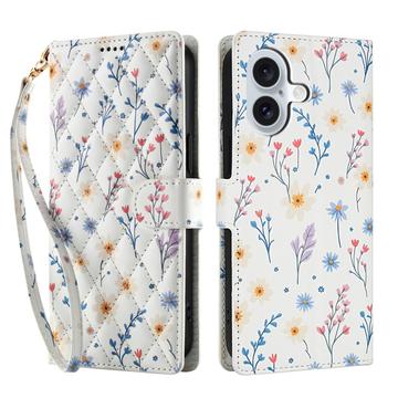Funda Rómbica Floral de Cartera para iPhone 17