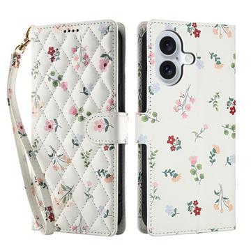 Funda Rómbica Floral de Cartera para iPhone 17 - Rosas