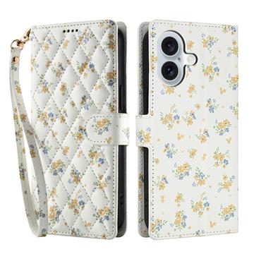 Funda Rómbica Floral de Cartera para iPhone 17 - Flores Amarillas