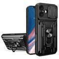 Funda híbrida con anillo giratorio y protector de cámara para iPhone 17 - Negro