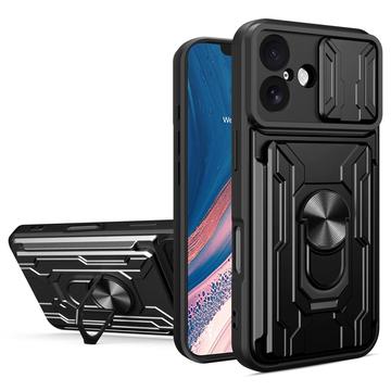 Funda híbrida con anillo giratorio y protector de cámara para iPhone 17 - Negro