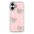 Funda híbrida Amor brillante y perla para iPhone 17 - Rosa
