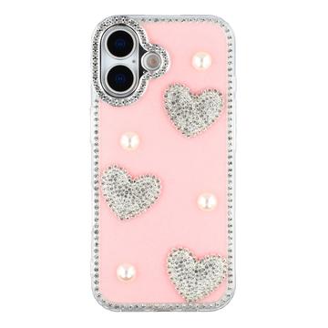 Funda híbrida Amor brillante y perla para iPhone 17 - Rosa
