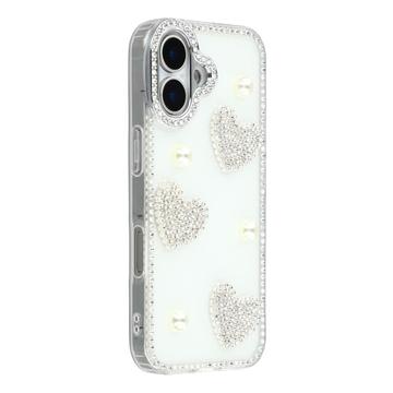Funda híbrida Amor brillante y perla para iPhone 17 - Blanca