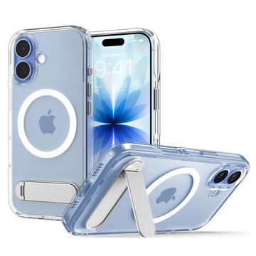 Funda MagSafe con soporte iPhone 17 Spigen Ultra Hybrid S Mag - Blanco / Transparente