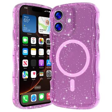 Funda MagSafe Wave-Edge Laser Glitter para iPhone 17 - Rosa translúcido