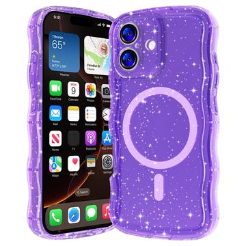Funda MagSafe Wave-Edge Laser Glitter para iPhone 17 - Morado translúcido