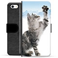 Funda Cartera Premium para iPhone 5/5S/SE - Gato