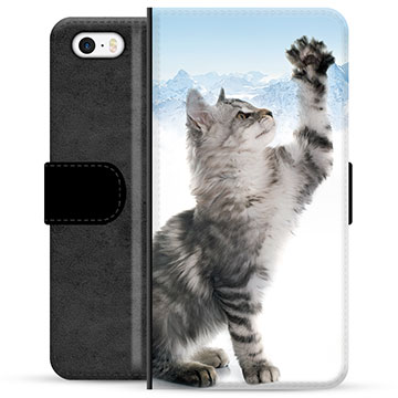 Funda Cartera Premium para iPhone 5/5S/SE - Gato