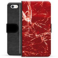 Funda Cartera Premium para iPhone 5/5S/SE - Mármol Rojo