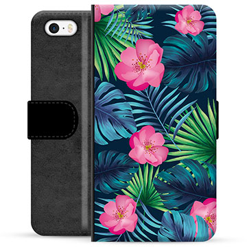 Funda Cartera Premium para iPhone 5/5S/SE - Flores Tropicales