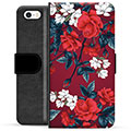 Funda Cartera Premium para iPhone 5/5S/SE - Flores Vintage