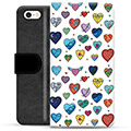 Funda Cartera Premium para iPhone 5/5S/SE - Corazones