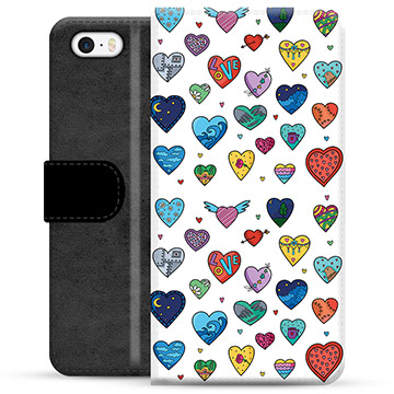 Funda Cartera Premium para iPhone 5/5S/SE - Corazones