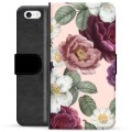 Funda Cartera Premium para iPhone 5/5S/SE - Flores Románticas